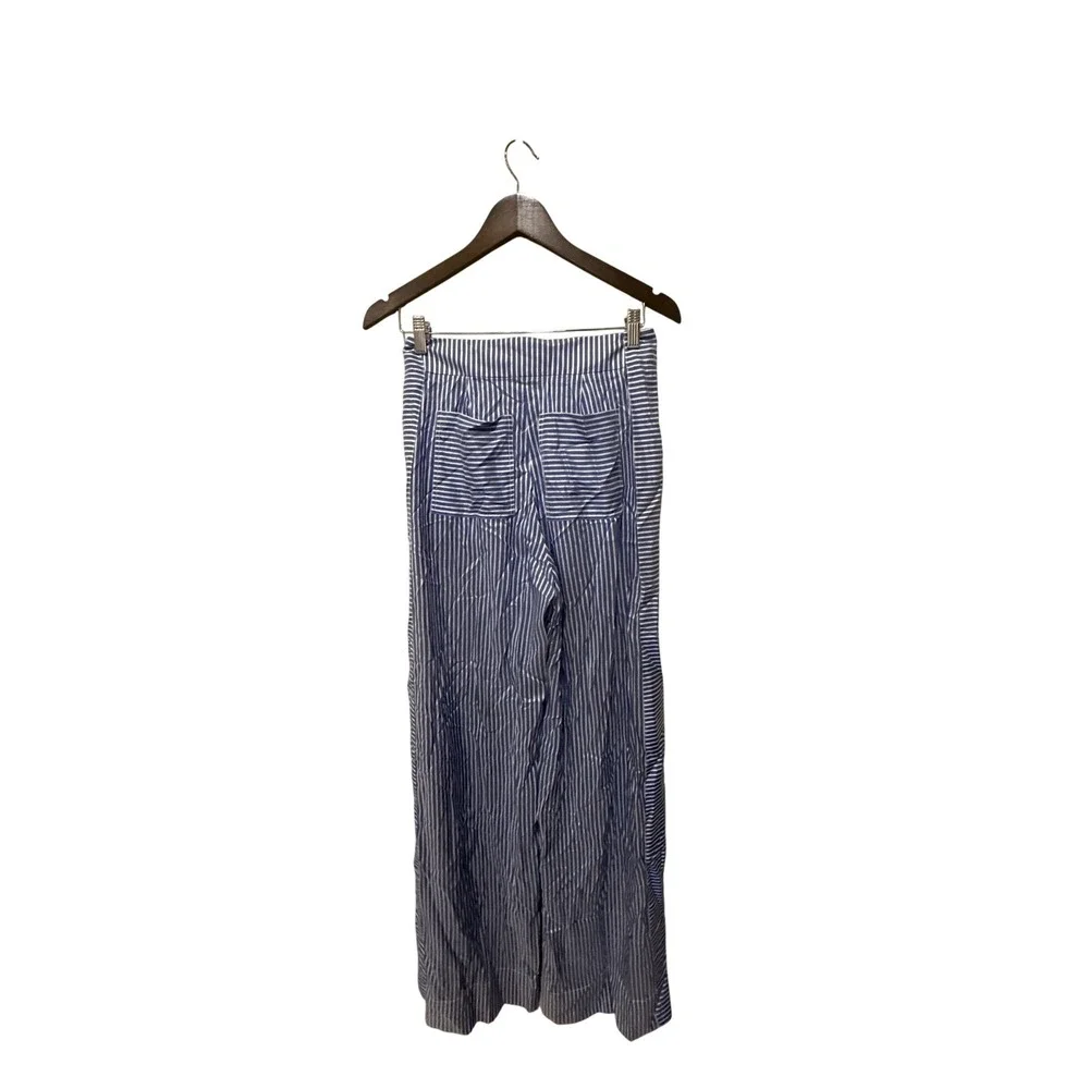 Burberry Striped High-Rise Silk‎ Wide-Leg Pants Size 4 - Picture 7 of 8